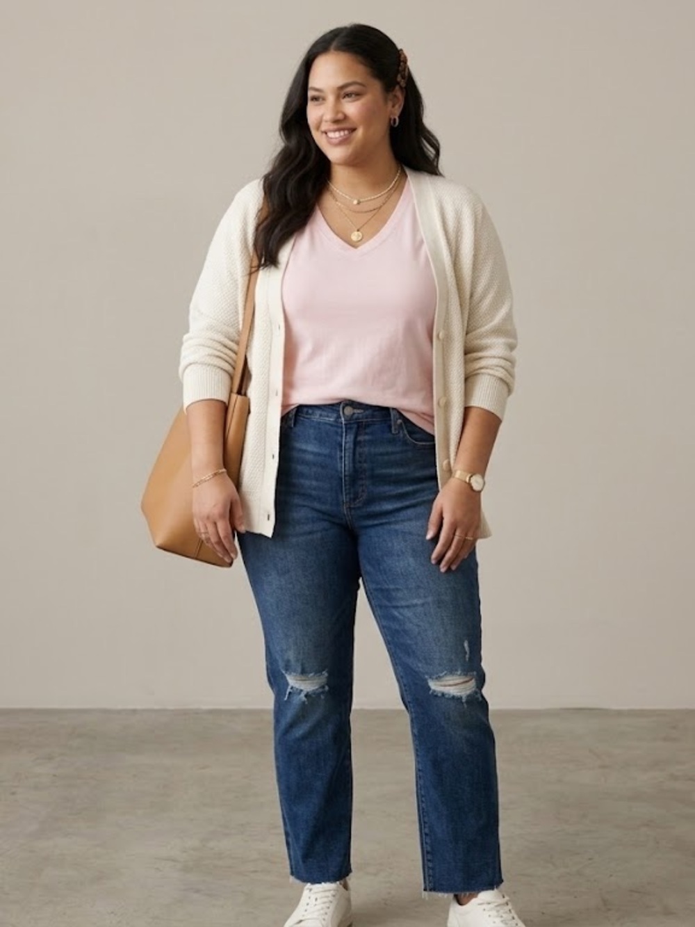 Addition Elle Light Pink V-Neck Tee | Size 4X - Picture 1 of 5